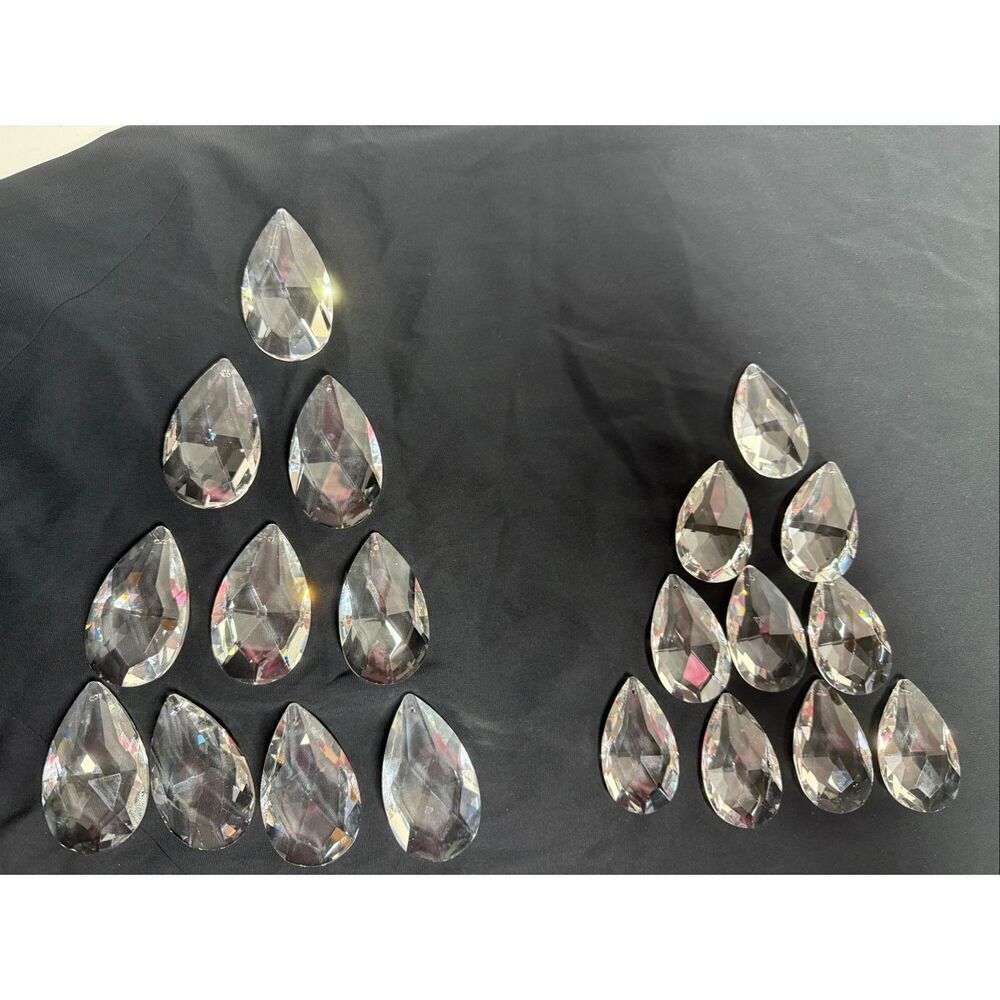 20 Pcs ClearโTeardrop Crystal Chandelier Prisms Glass Pendant Lamp Part 2 sizes
